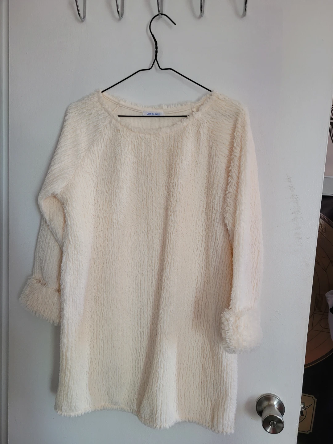 Cream Fuzzy Pullover Sweater