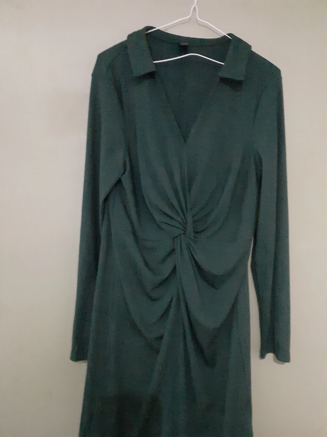 Shein Green Twist Front Long Sleeve Dress