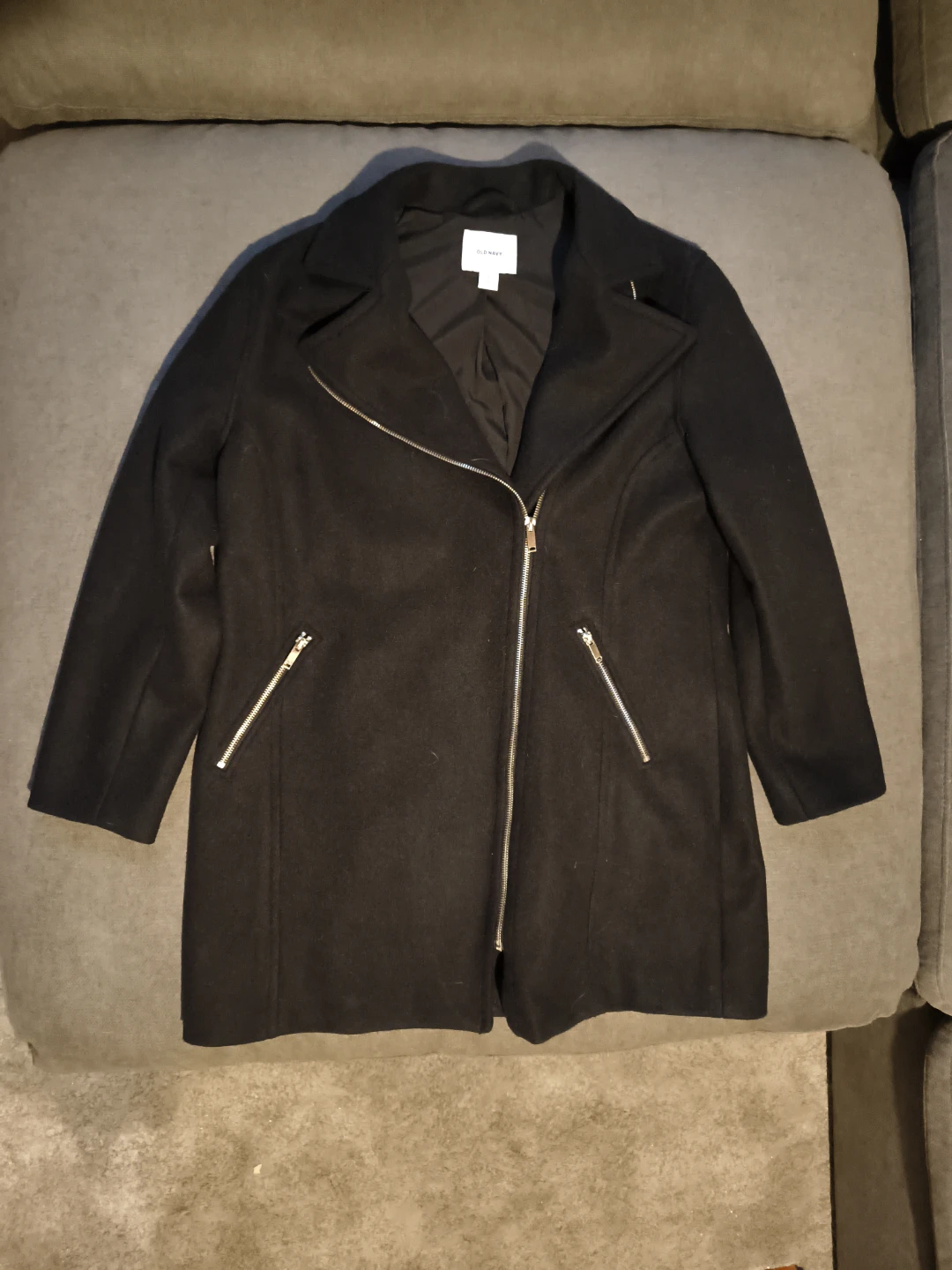 Old Navy Black Wool Blend Moto Coat