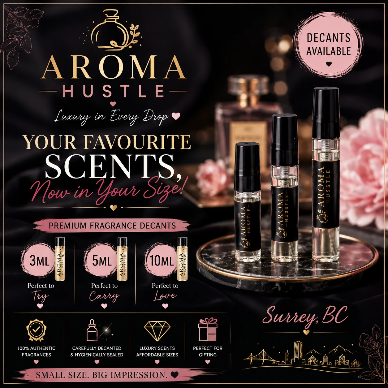 Authentic Fragrance Decants now available 3ml 5ml 10ml