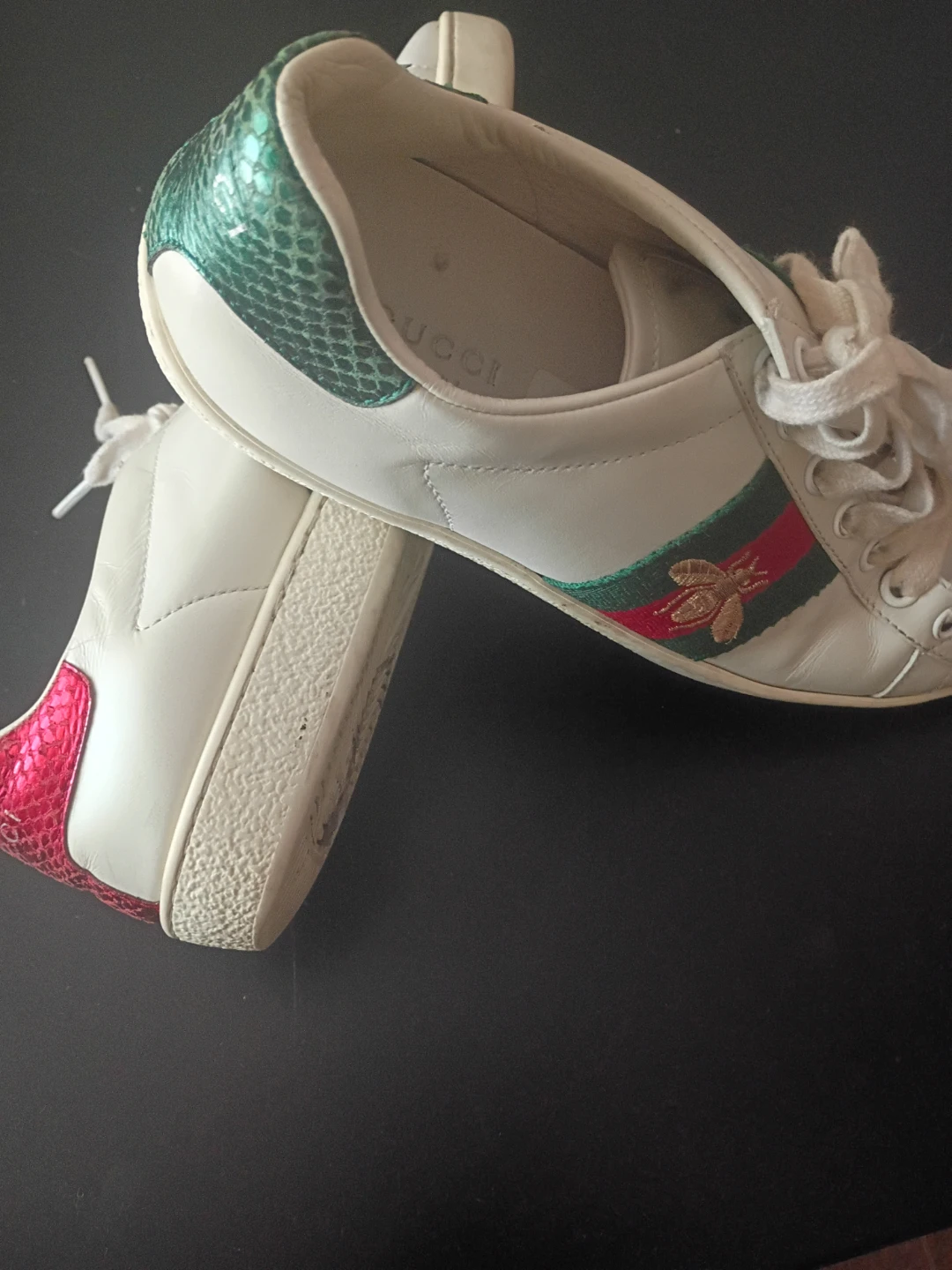 Gucci White Leather Ace Bee Sneakers