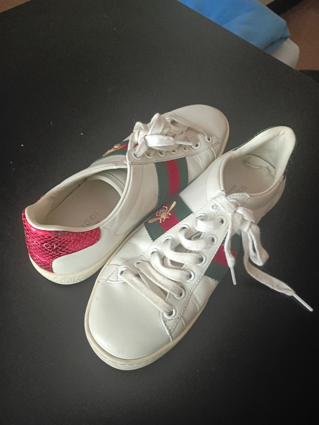 Gucci White Leather Ace Bee Sneakers - photo 2