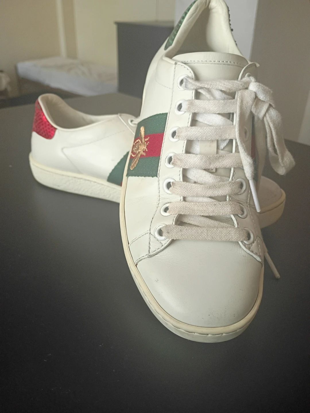 Gucci White Leather Ace Bee Sneakers - photo 3