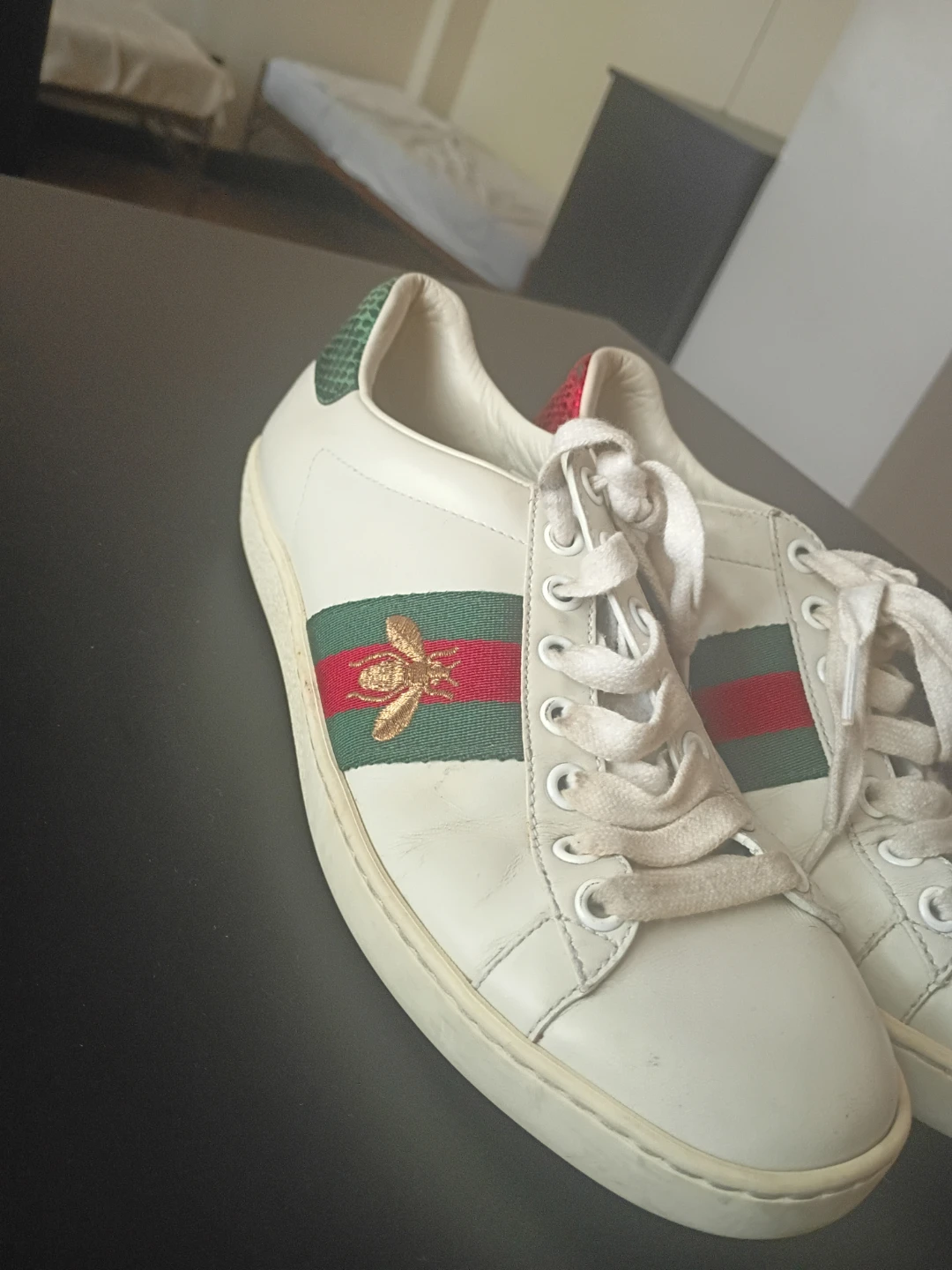 Gucci White Leather Ace Bee Sneakers - photo 4