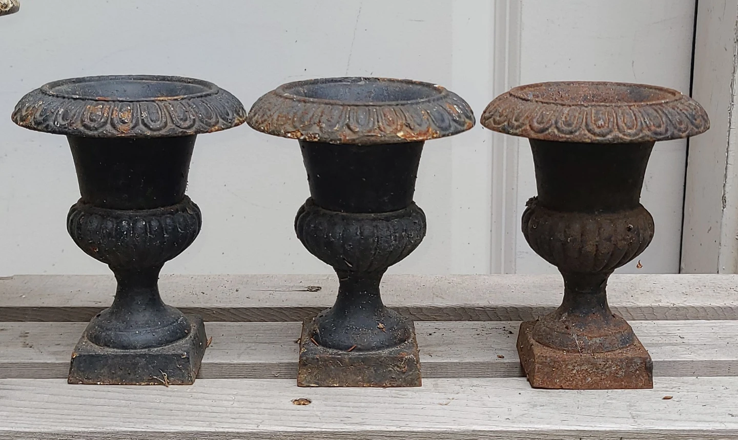 $15, $25, $35 Mini Cast Iron Garden Urns Vintage - photo 4