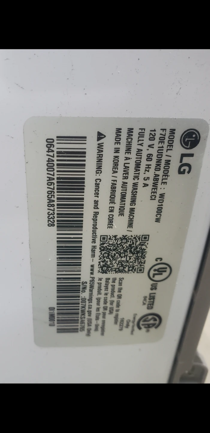 LG WDP4W Washing Machine - photo 4