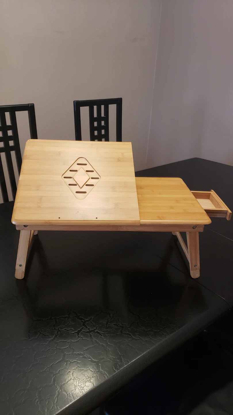 Adjustable Bamboo Laptop Desk with Drawer - photo 2