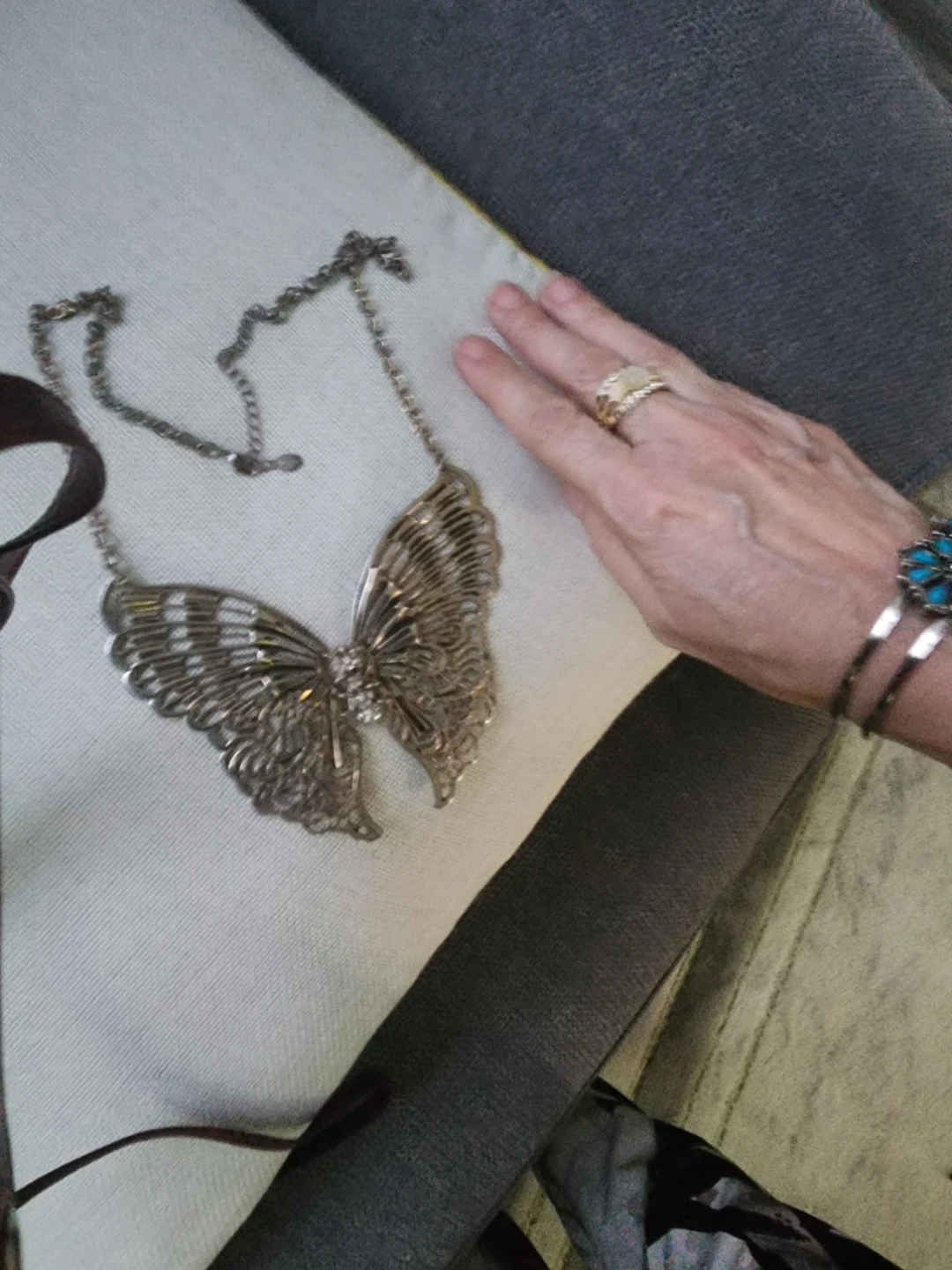 Silver Tone Butterfly Statement Necklace - photo 2