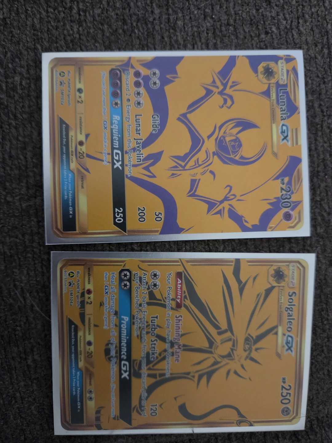 Pokémon GX Cards - Lunala GX & Solgaleo GX