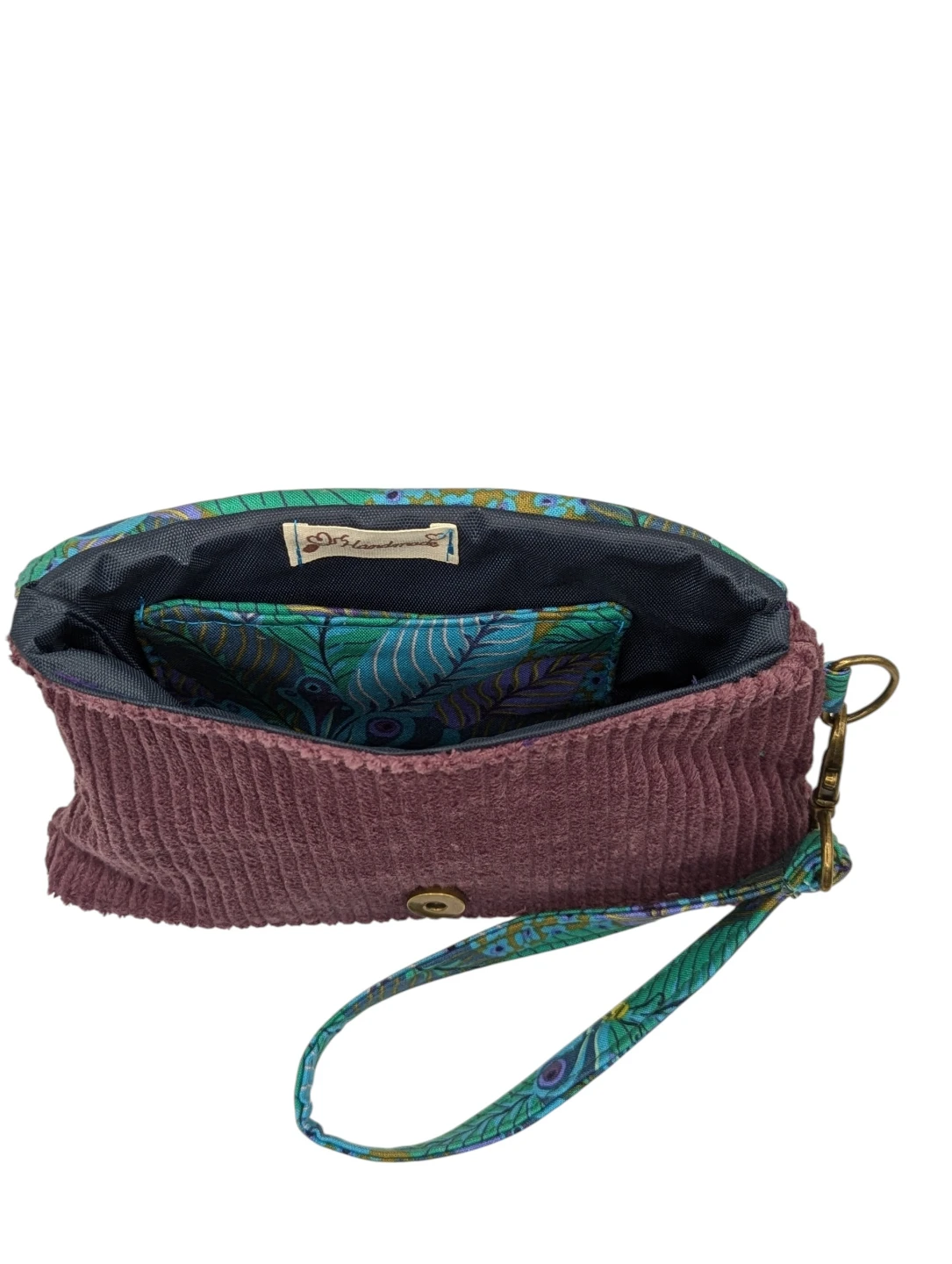 Handmade Limited Edition Purple Foiilage Wristlet Pouch - photo 3