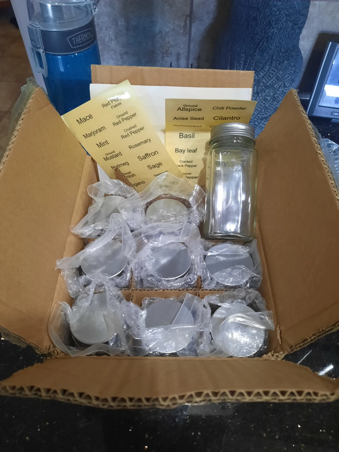New 9 spice jars with labels