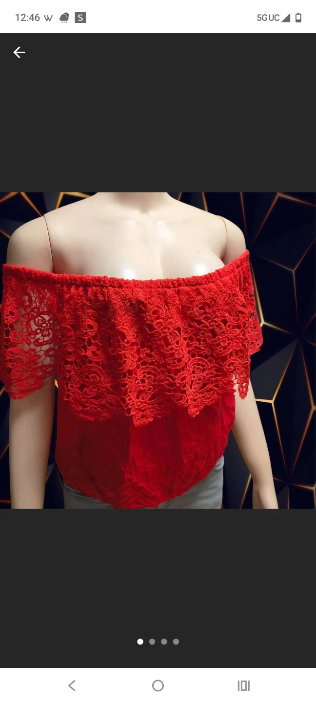 Love J Red Lace Off-the-Shoulder Top
