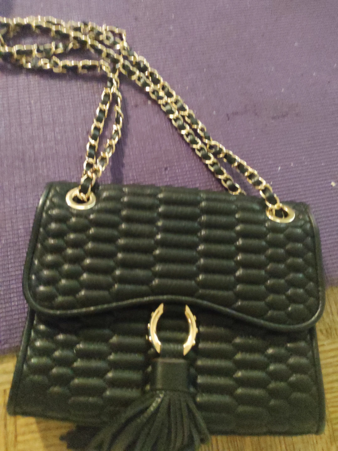 Black Quilted Chain Shoulder Bag
