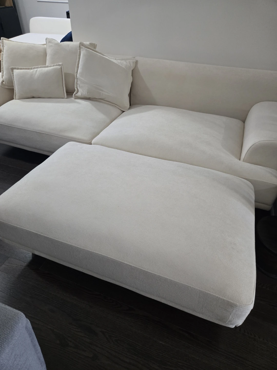 Cream Sectional Sofa with Ottoman - photo 2