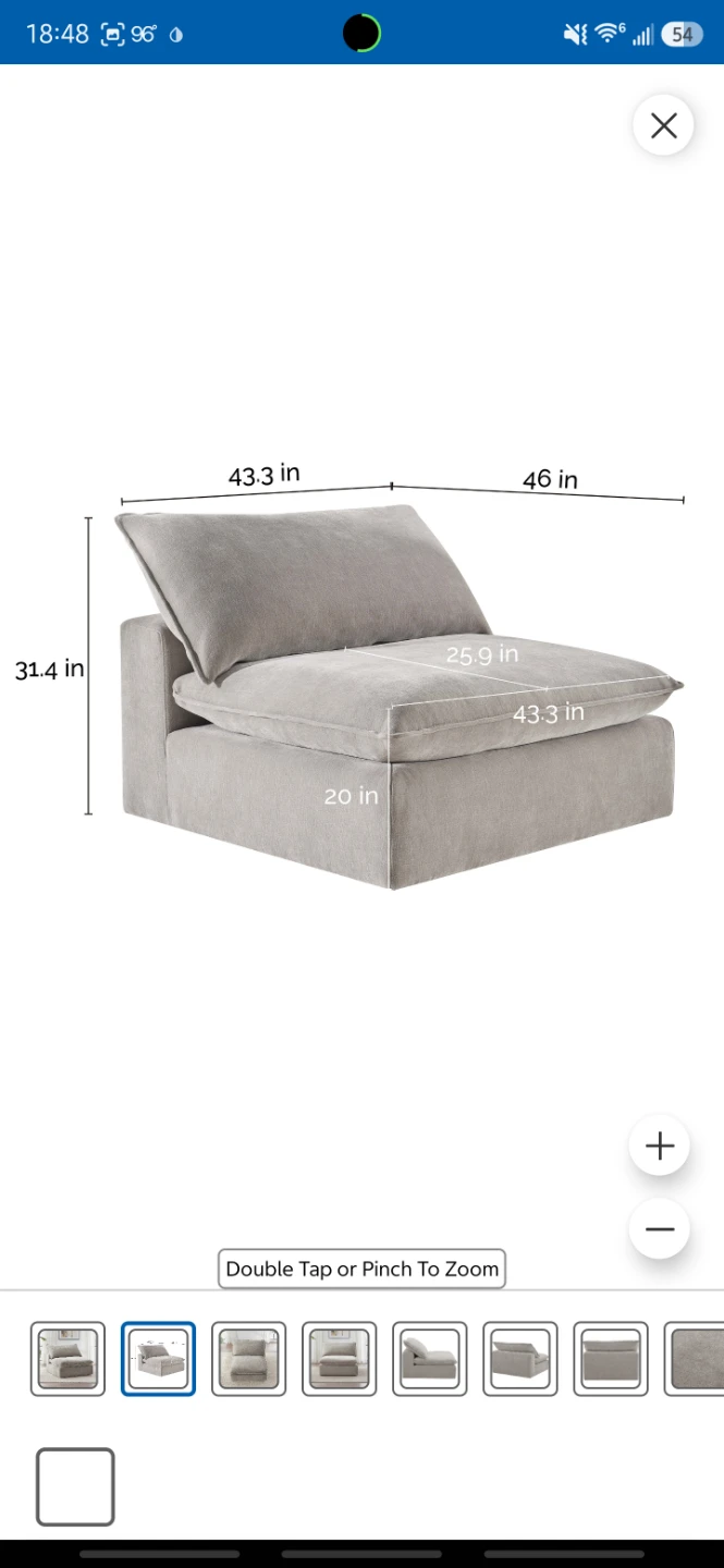 Serene Fabric Armless Chair - Taupe - photo 2