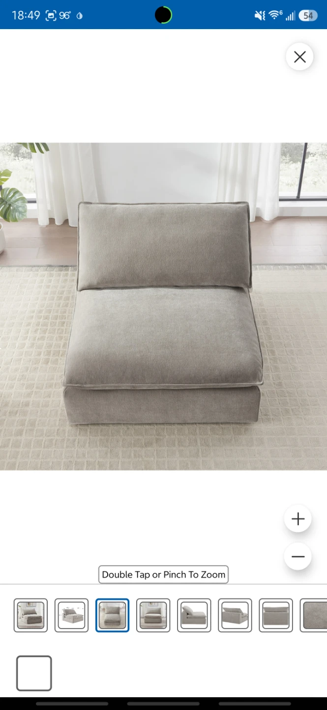 Serene Fabric Armless Chair - Taupe - photo 4
