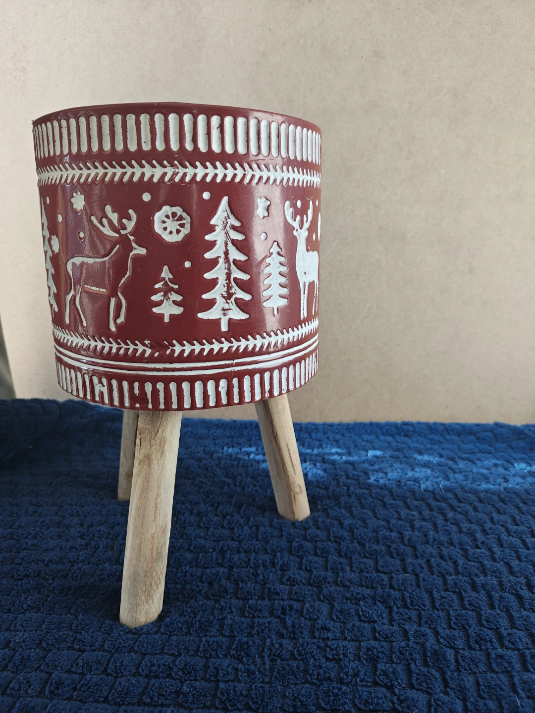 Red Planter with Deer and Trees - photo 2