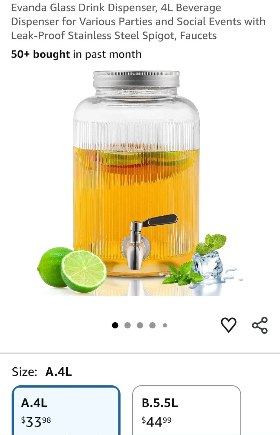 4L Glass Drink Dispenser with Spigot - photo 3