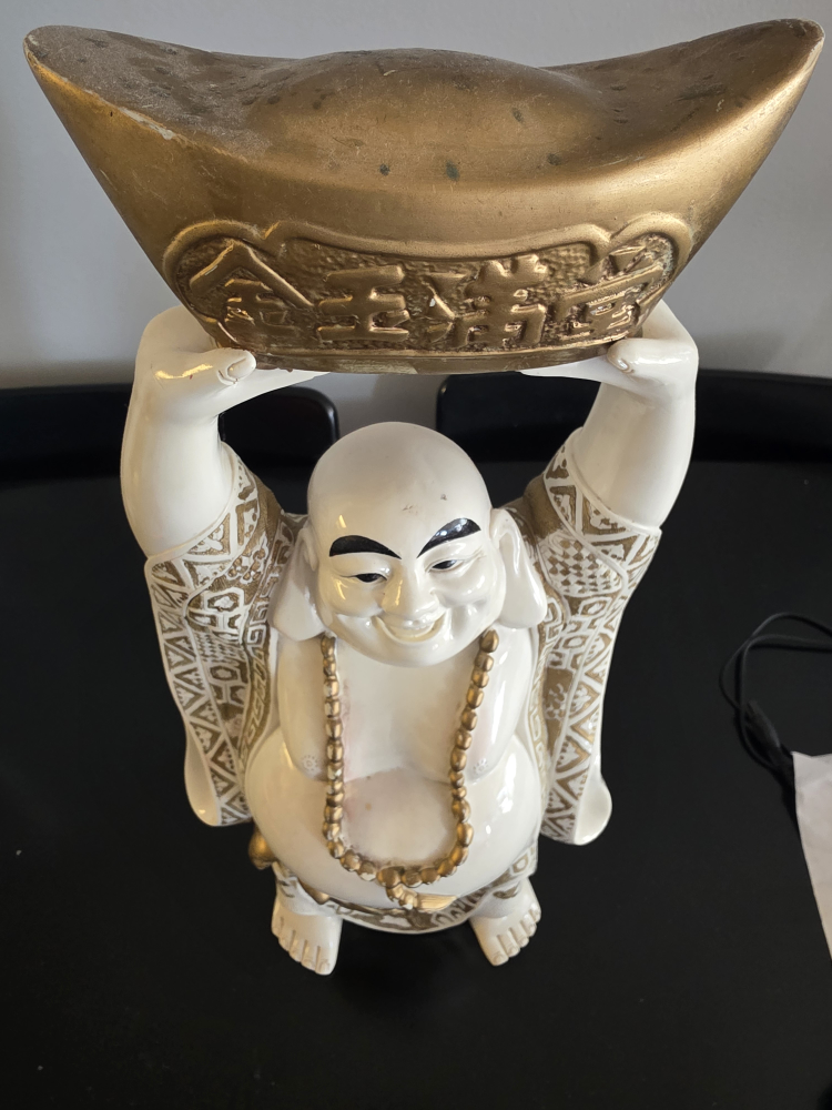Happy Buddha Figurine with Gold Ingot - photo 2