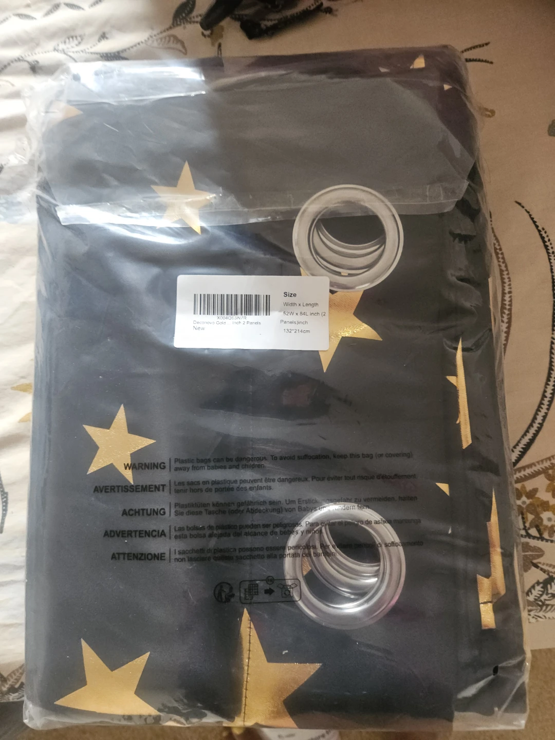Deconovo Blackout Curtains with Gold Stars - 52W x 84L Inches - photo 2