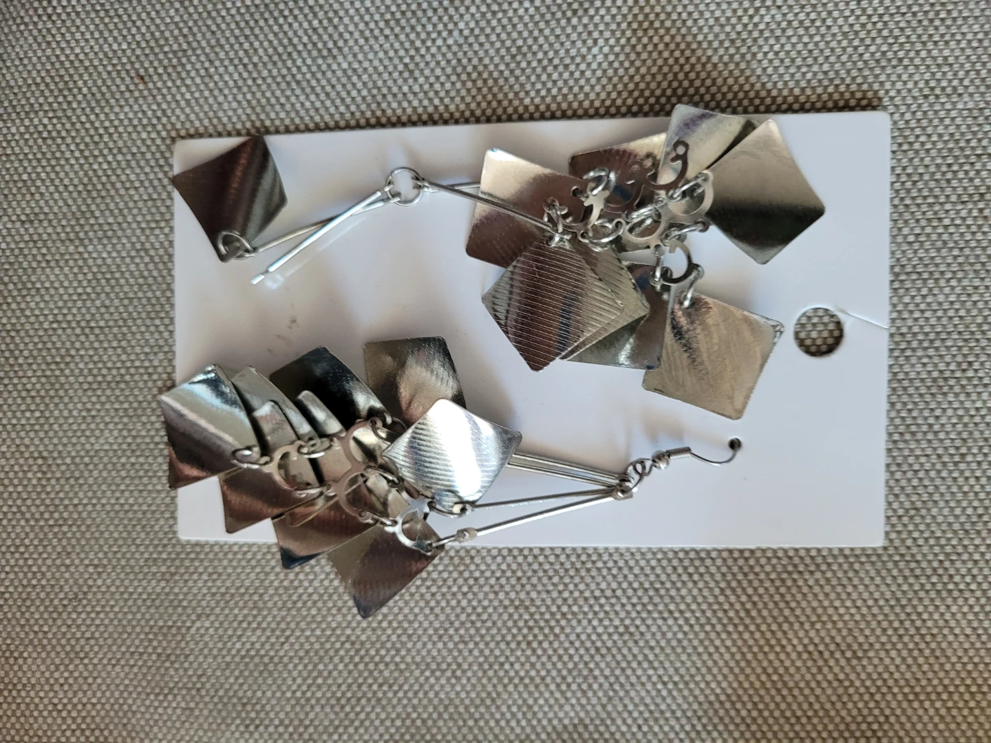 Silver Diamond Drop Earrings - photo 2