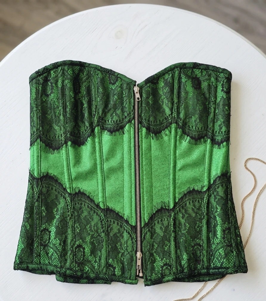 Green Lace Corset with Zipper - photo 2