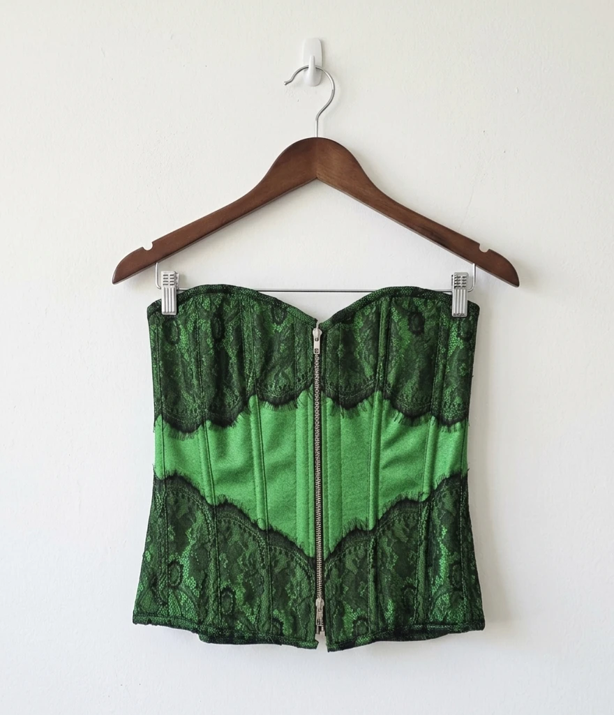 Green Lace Corset with Zipper - photo 3