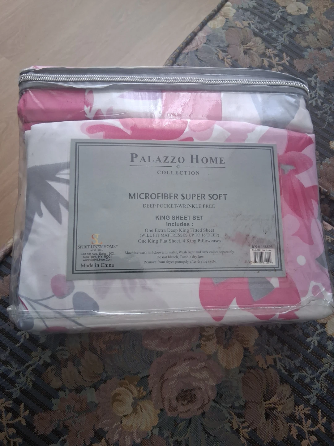 Palazzo Home Microfiber King Sheet Set - Pink Floral