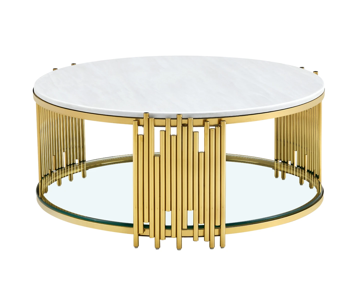 Gold Metal Coffee Table with Marble Top