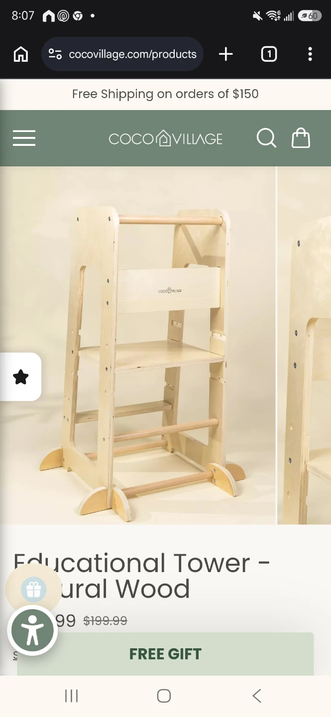 Coco Village Educational Tower - Natural Wood