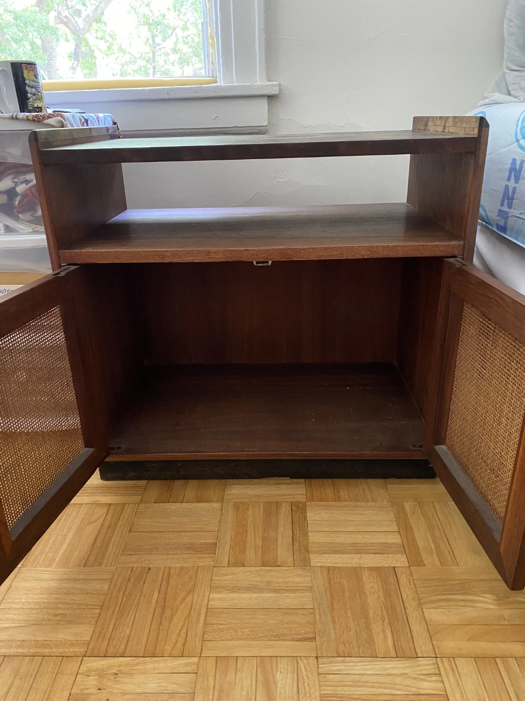 Vintage Wood and Cane Cabinet