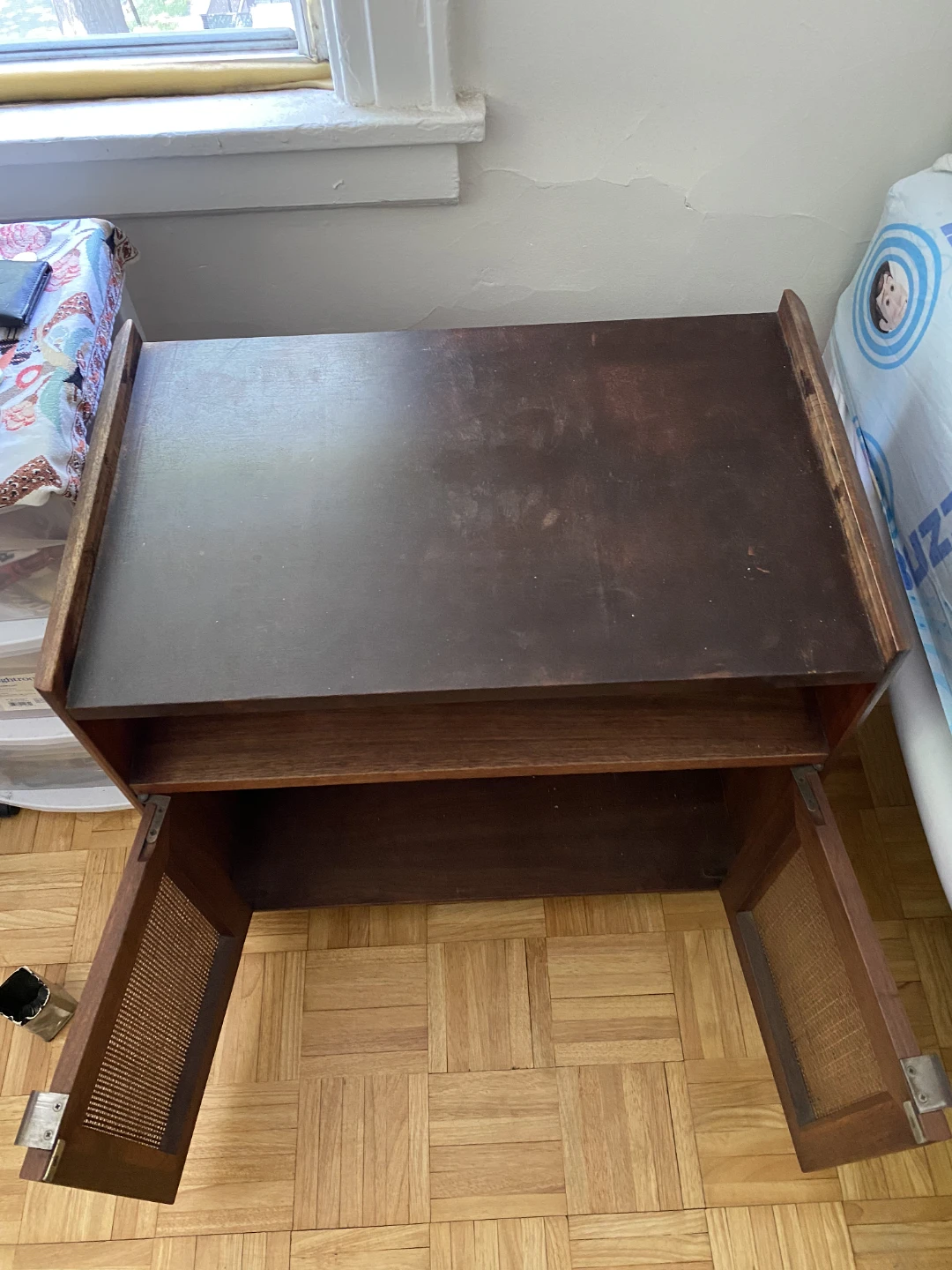 Vintage Wood and Cane Cabinet - photo 2
