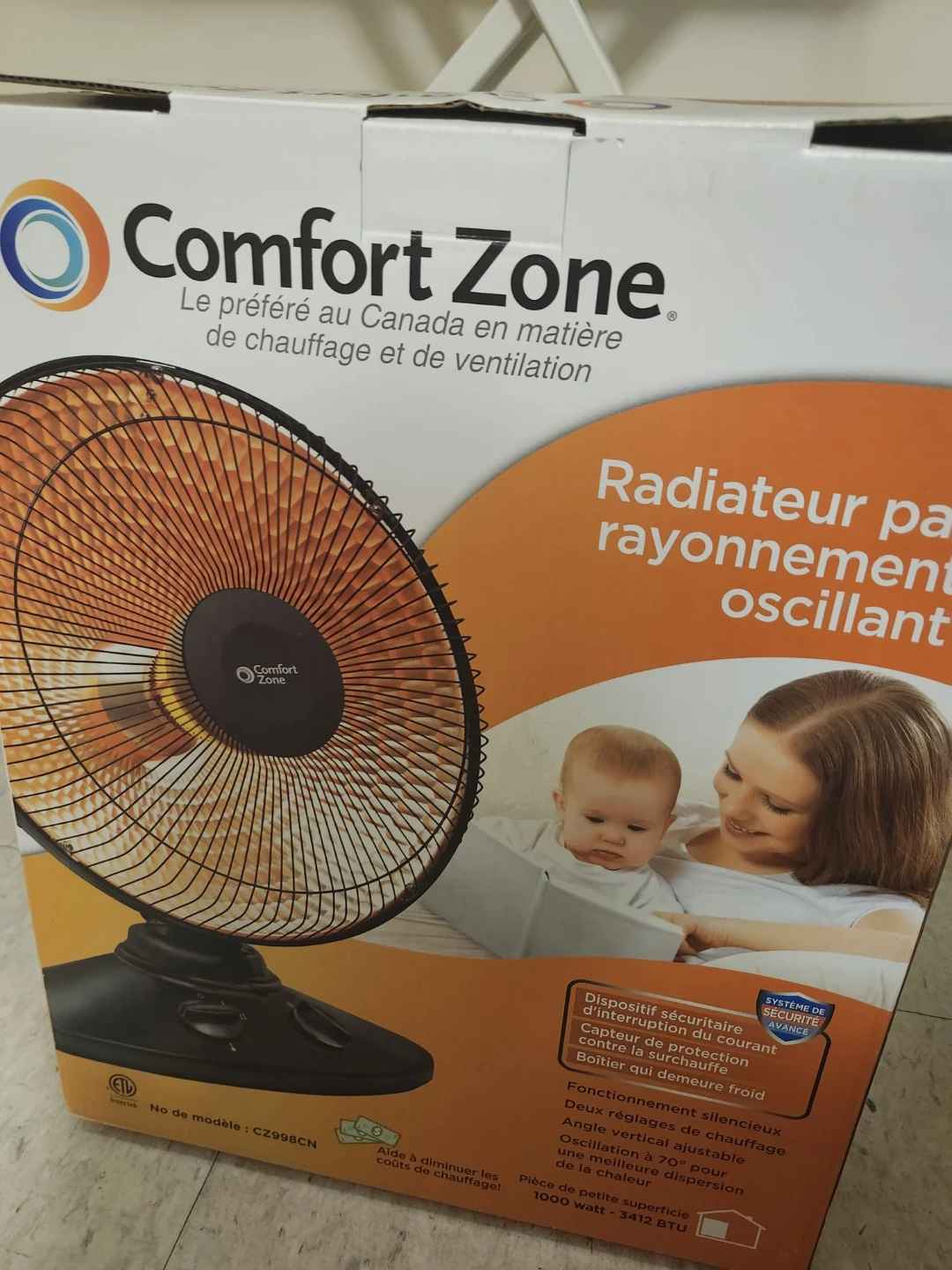 Comfort Zone Radiant Oscillating Heater