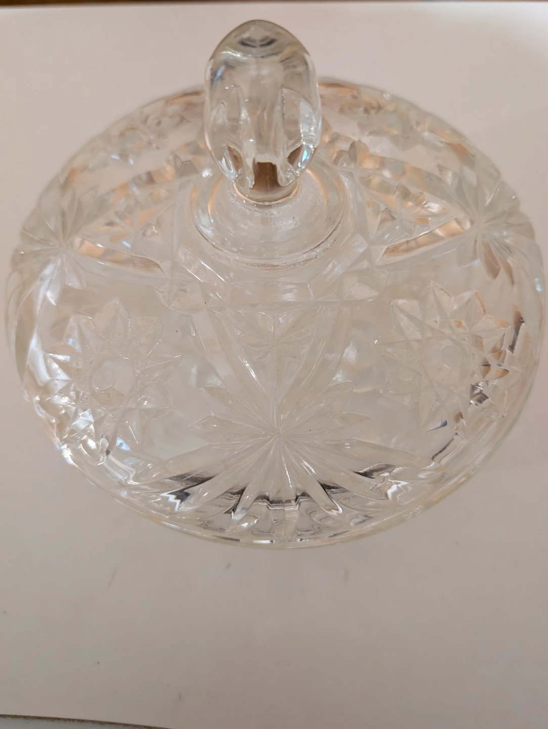 Vintage Starburst Pattern Clear Glass Candy Dish with Lid - photo 2