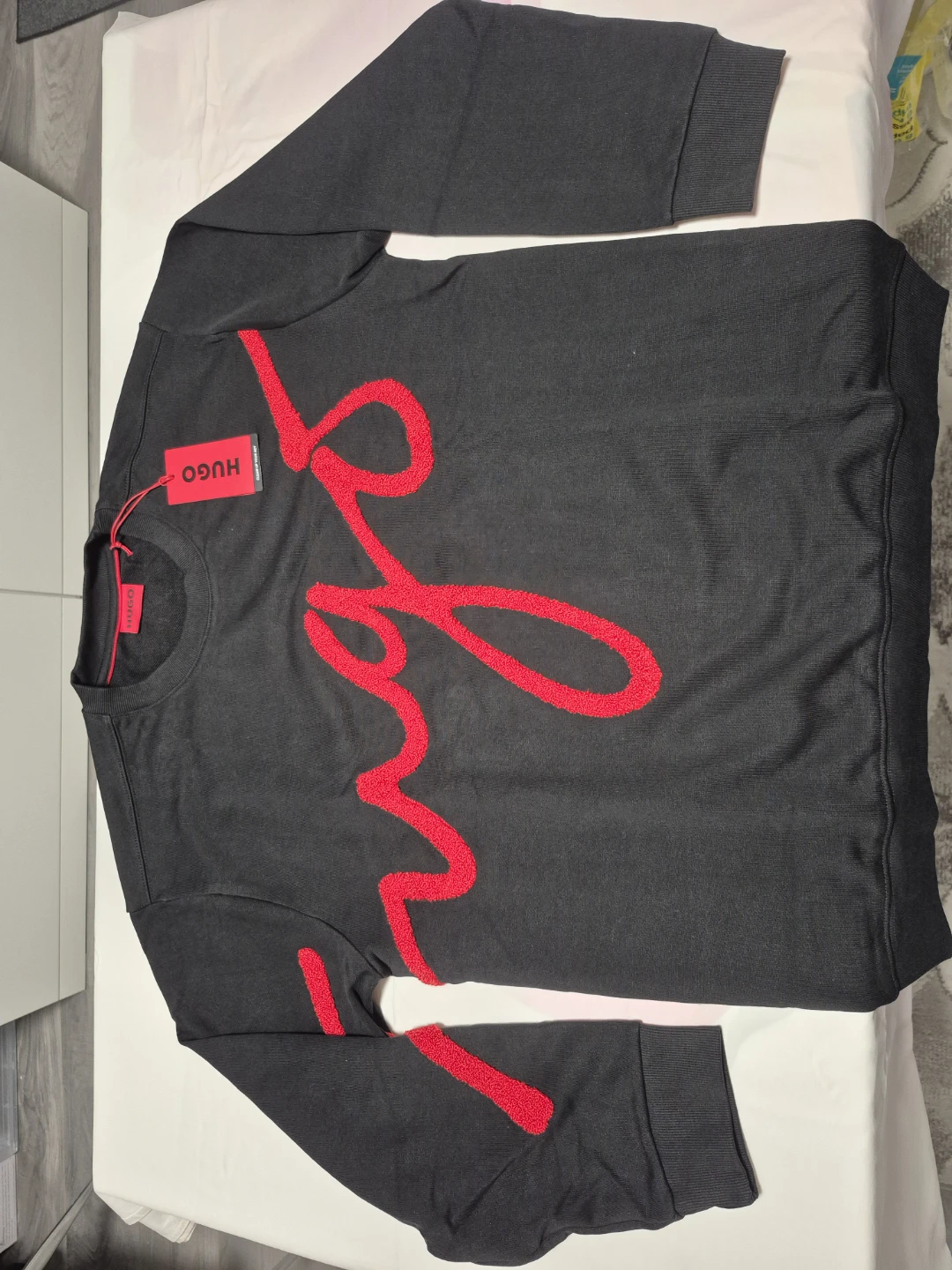 BNWT HUGO BOSS Black Sweatshirt with Red Logo - Size L