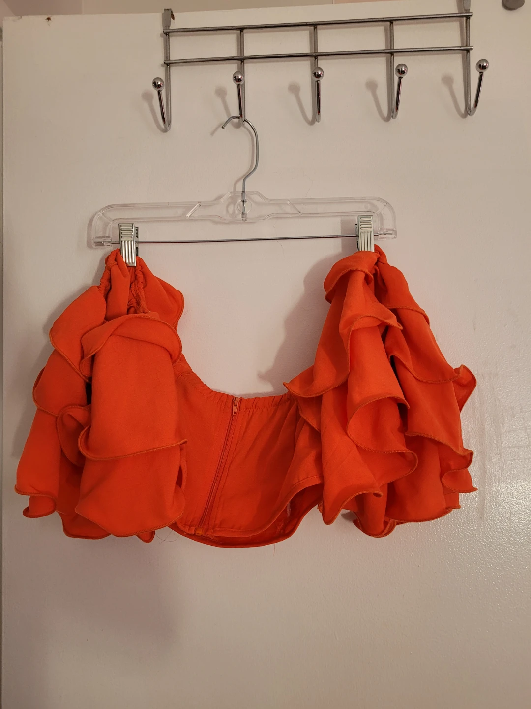 Orange off shoulder sexy belly top - photo 2