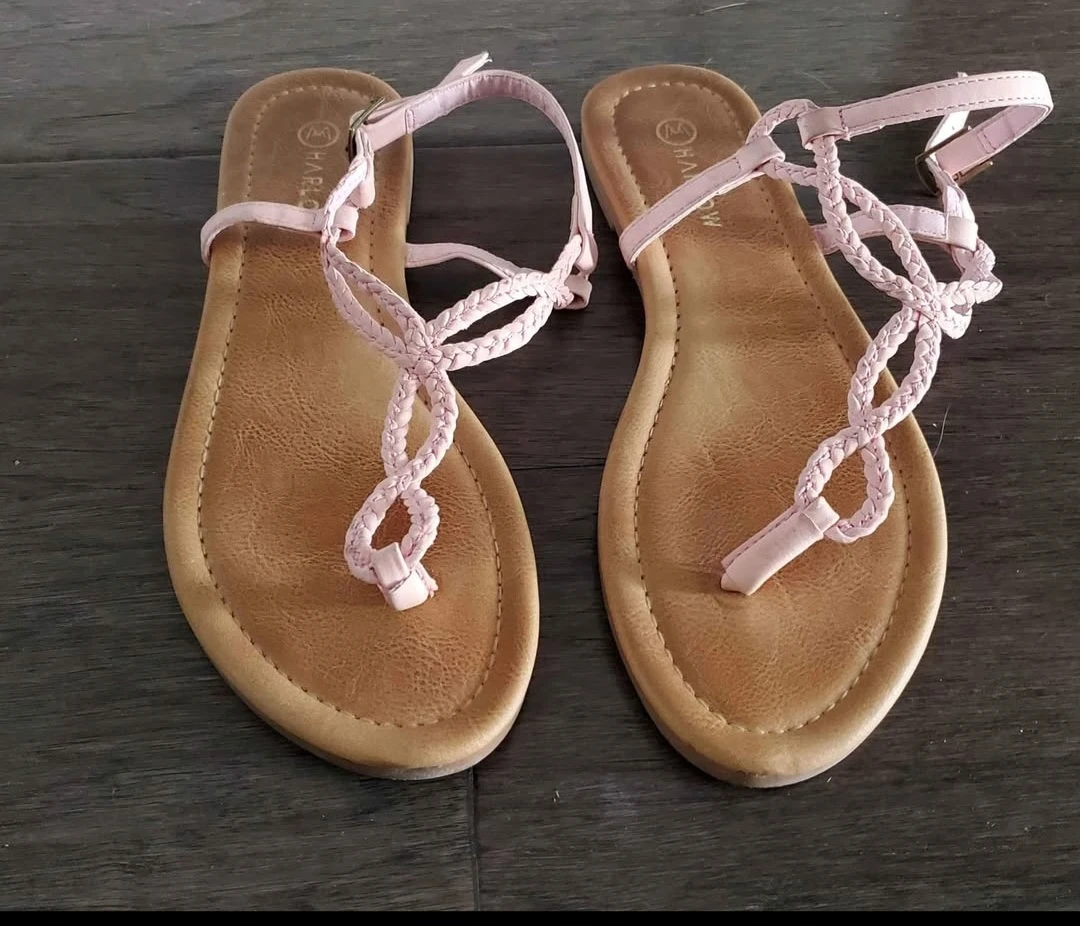 Harlow pink braided strap sandals