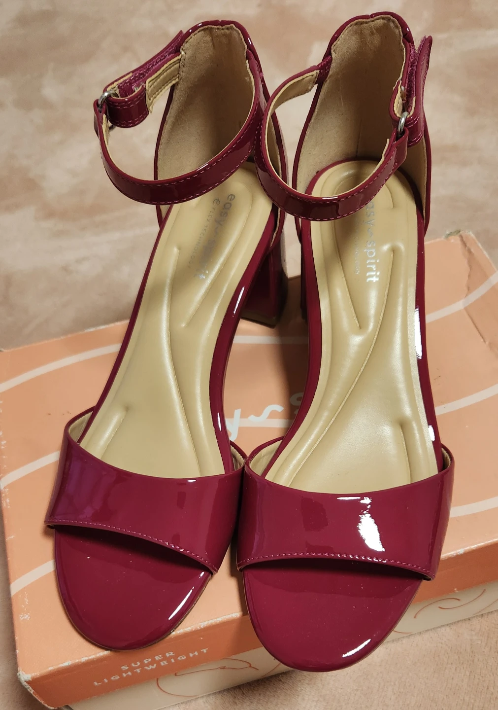 Easy Spirit Daven Ankle Strap Block Heel Sandals - Berry Pink