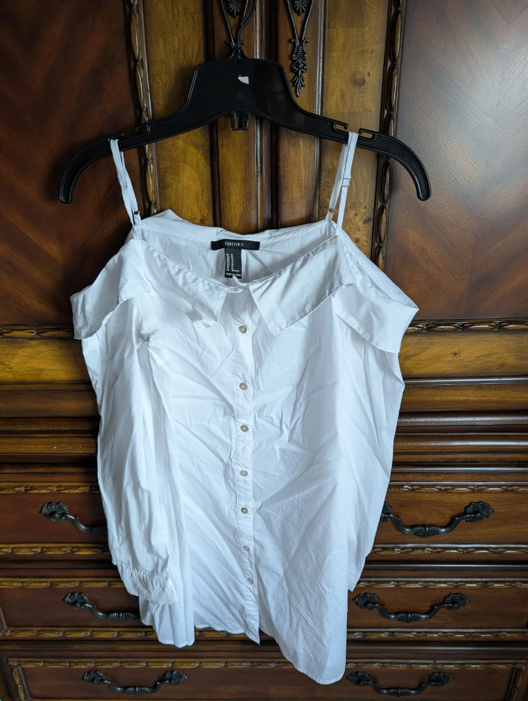 Forever 21 White Cold Shoulder Blouse - Medium