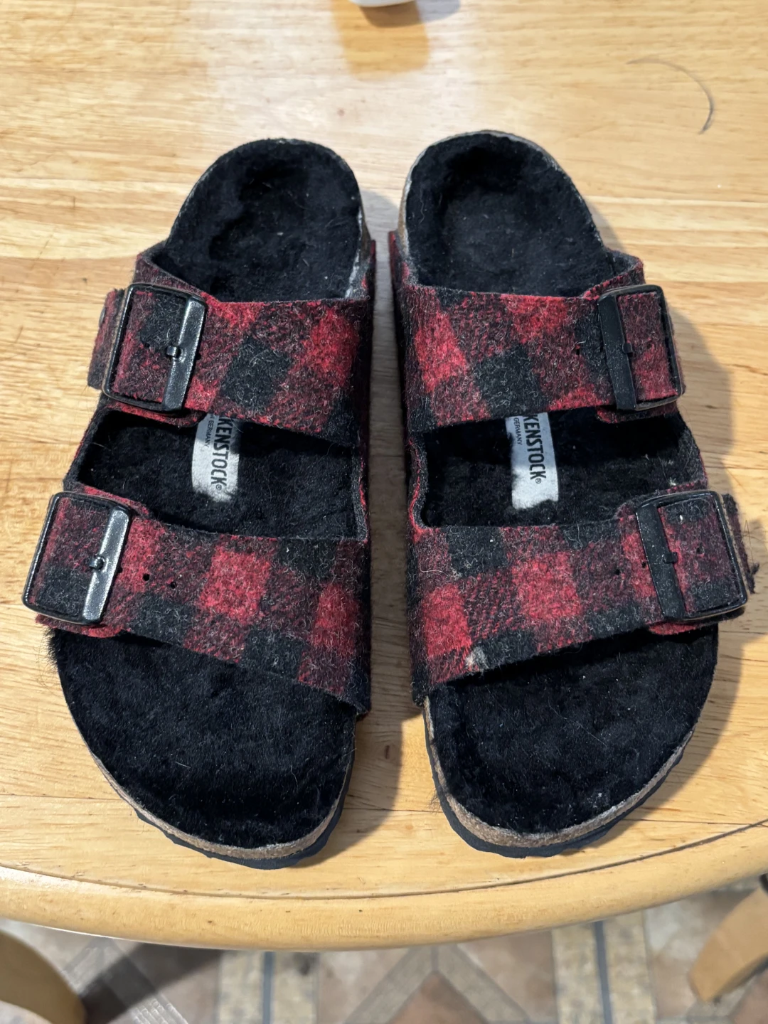 Birkenstock Fleece Lined Buffalo Plaid Sandals Size 37