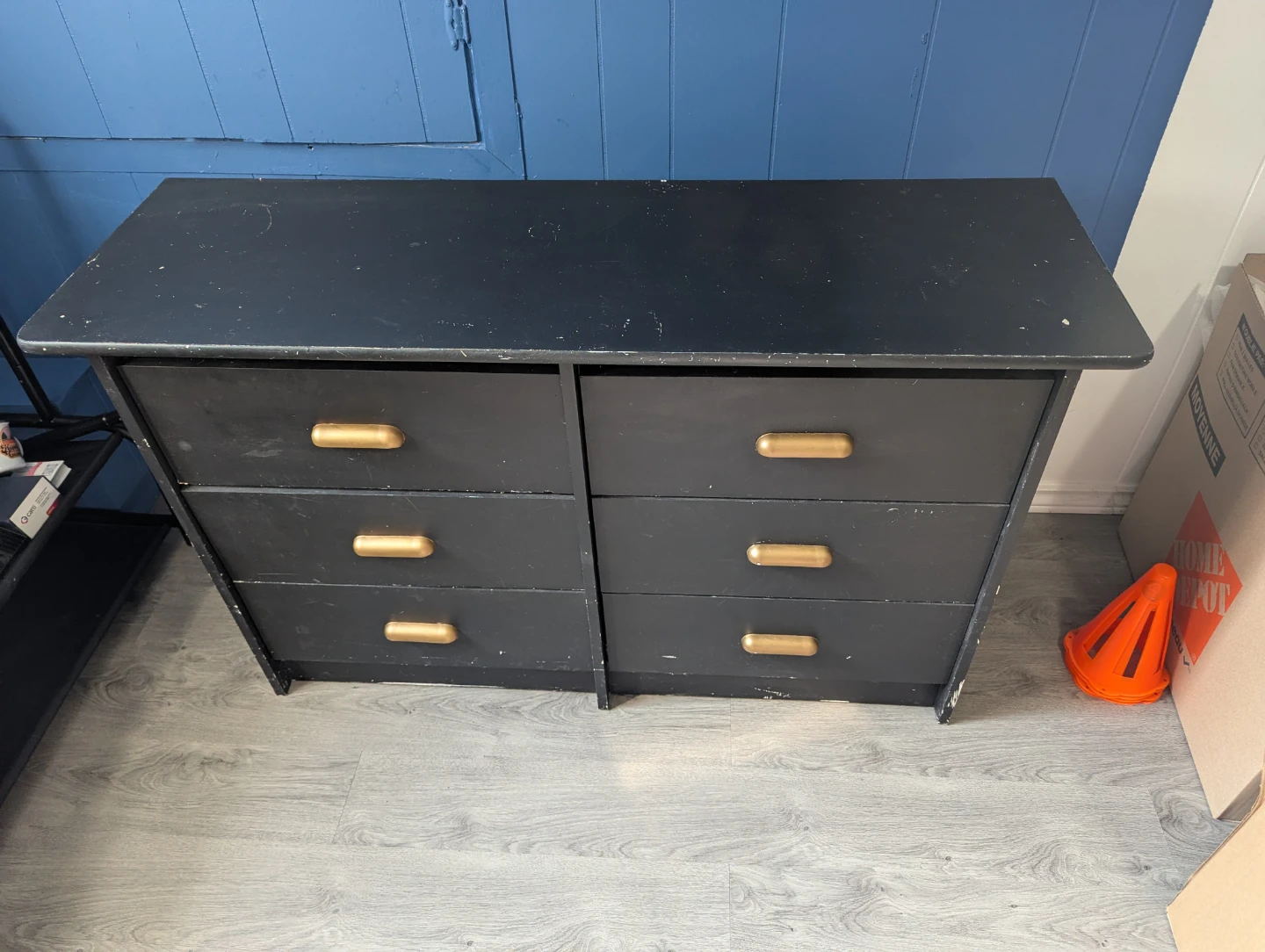 Black Dresser with Gold Handles