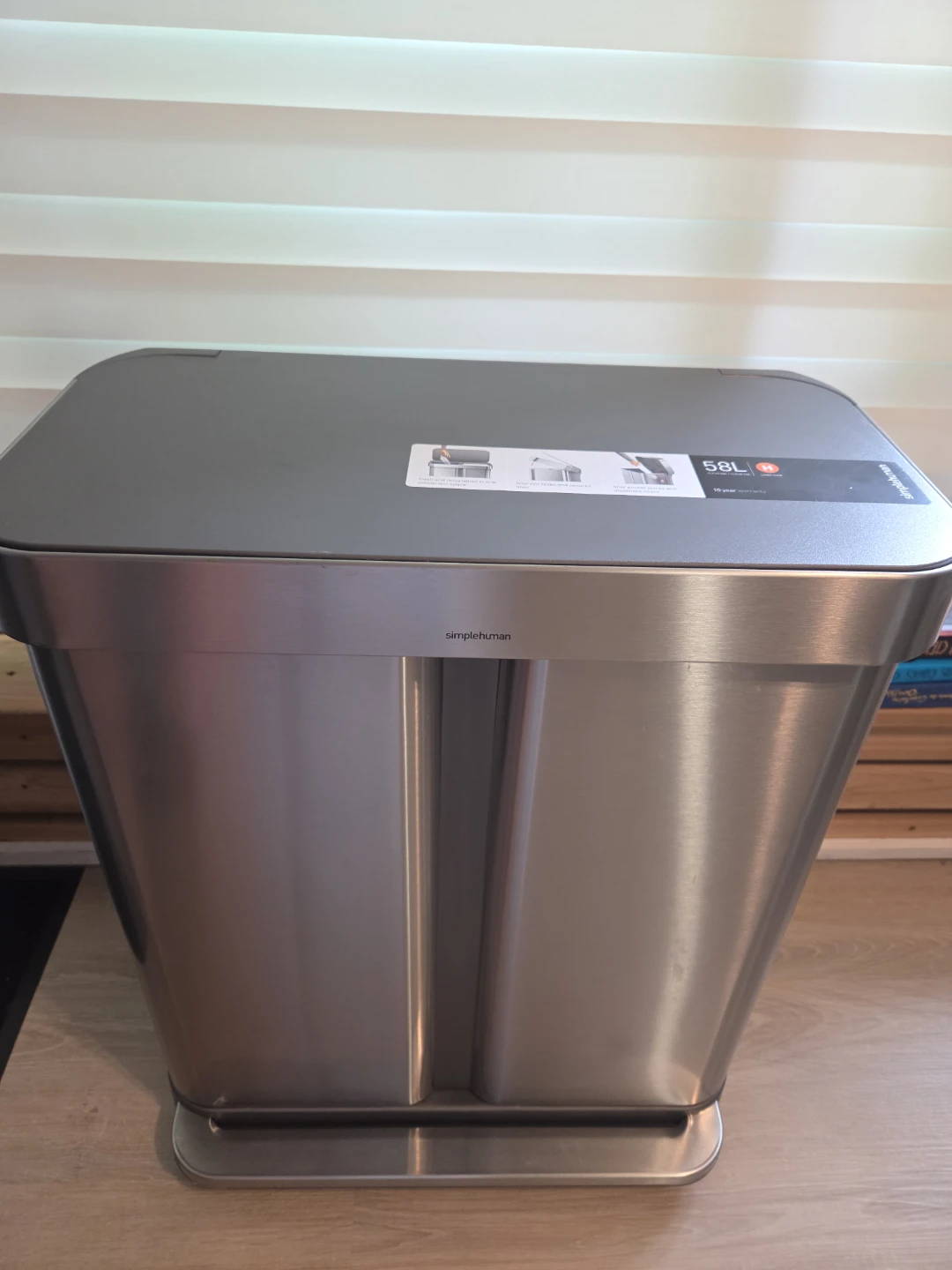 Simplehuman 58L Dual Compartment Stainless Steel Kitchen Bin