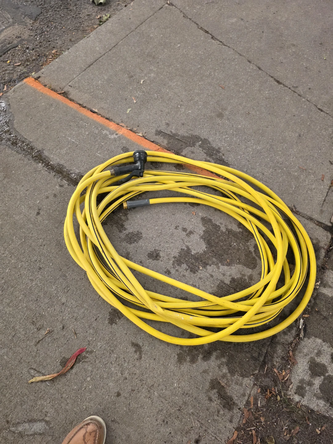 Yellow Garden Hose with Sprayer Nozzle