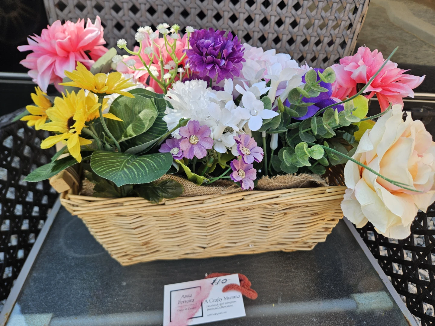 Artificial Flower Arrangement in Wicker Basket - photo 2