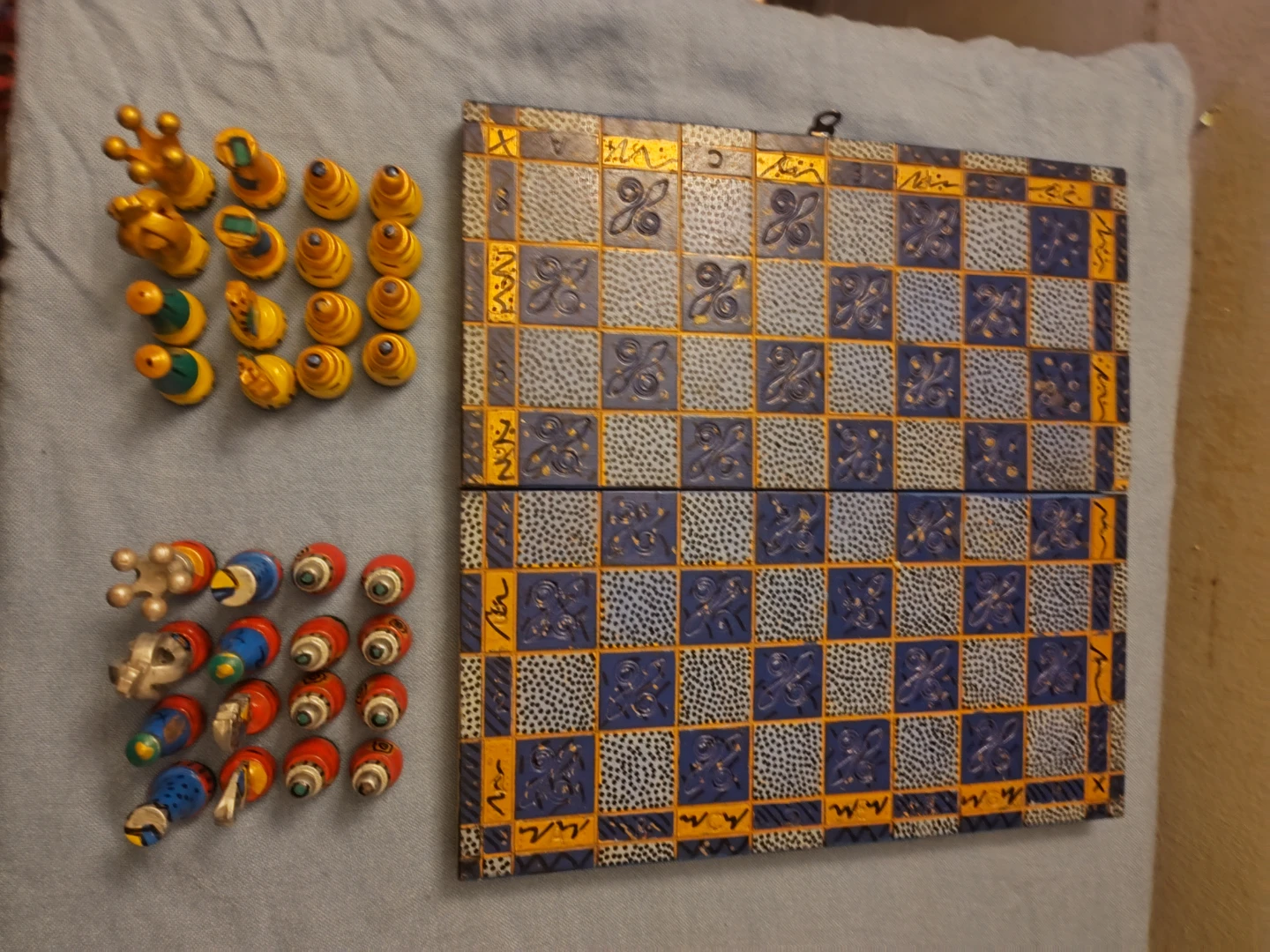 Hand-Painted Wooden Chess Set with Storage Box - photo 2