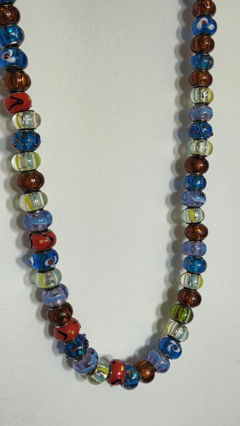 Beaded Necklace with Colorful Murano Style Glass Beads - photo 2