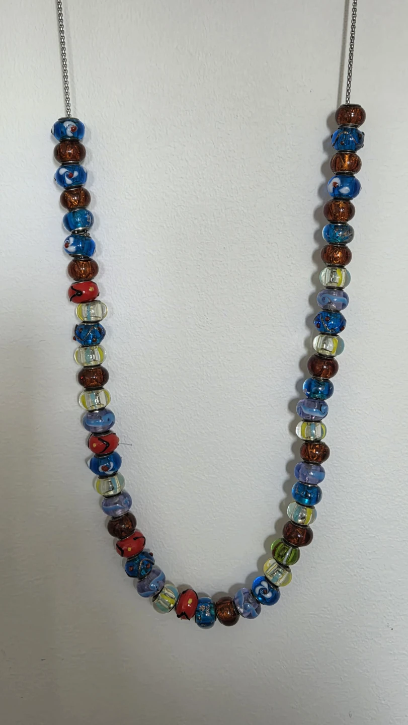 Beaded Necklace with Colorful Murano Style Glass Beads - photo 3