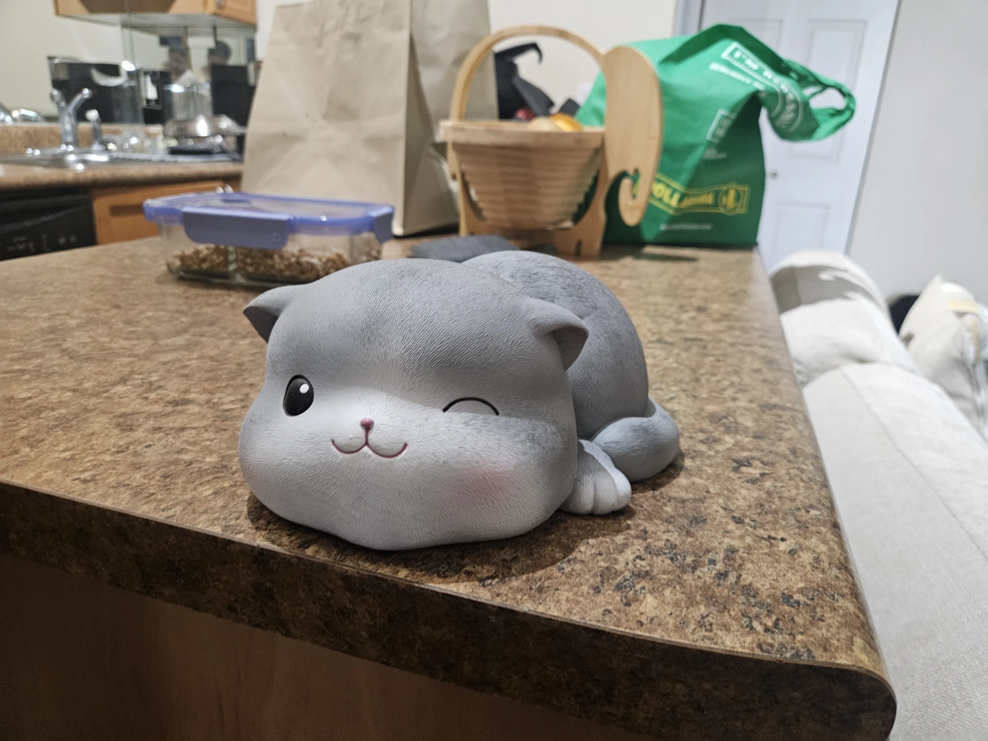 Cute Grey Cat piggy bank - photo 2