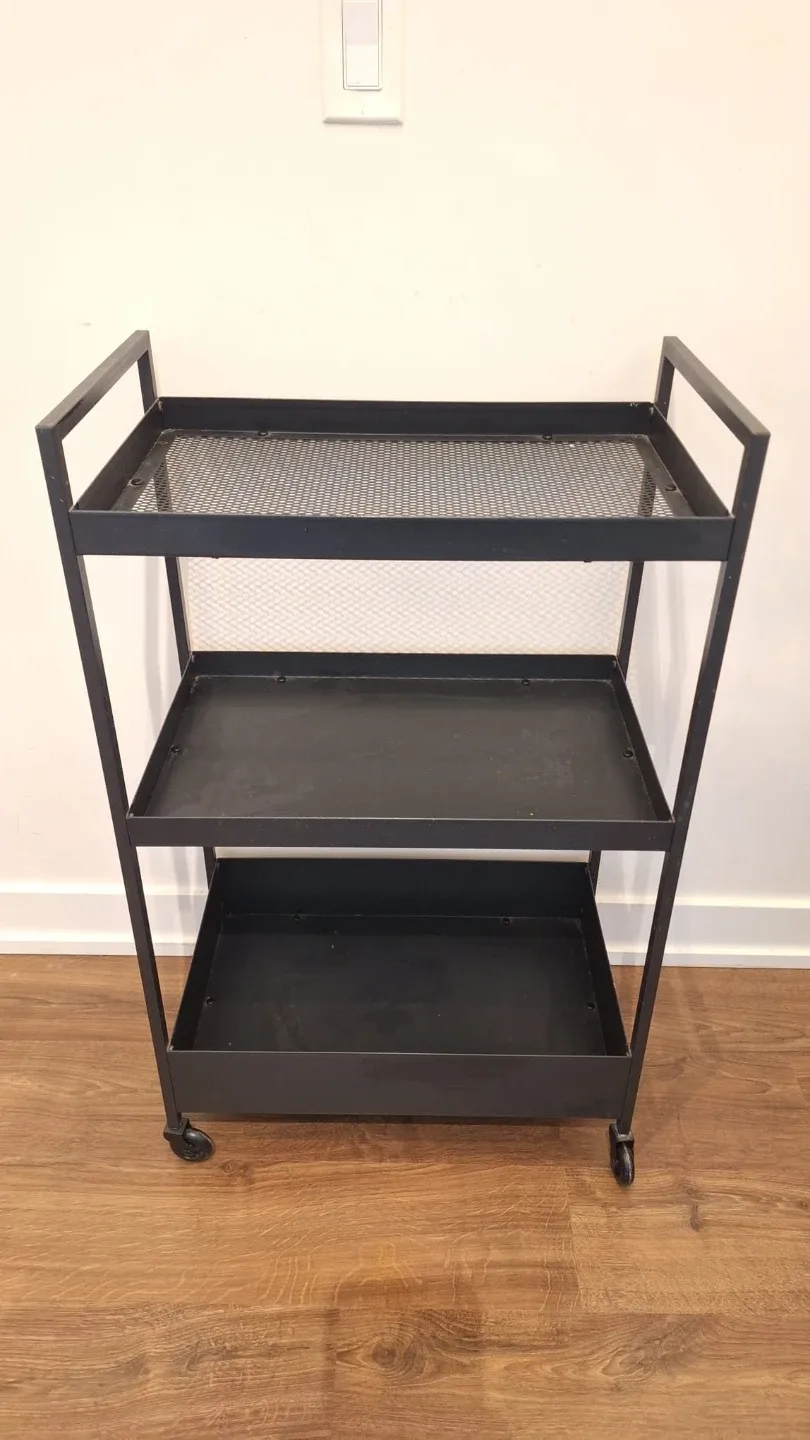 Black 3-Tier Rolling Cart