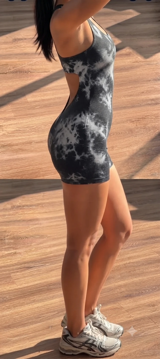 🪷Black and white tie-dye athletic romper